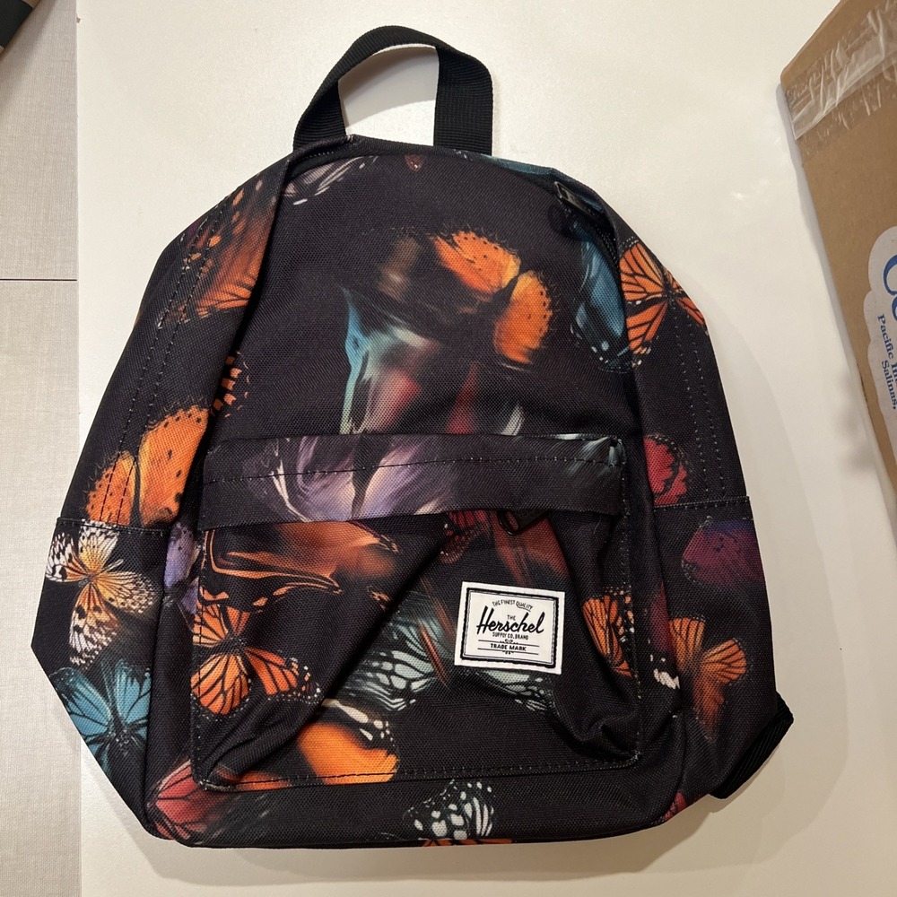 Herschel Black Butterfly Print Mini Backpack Bag
